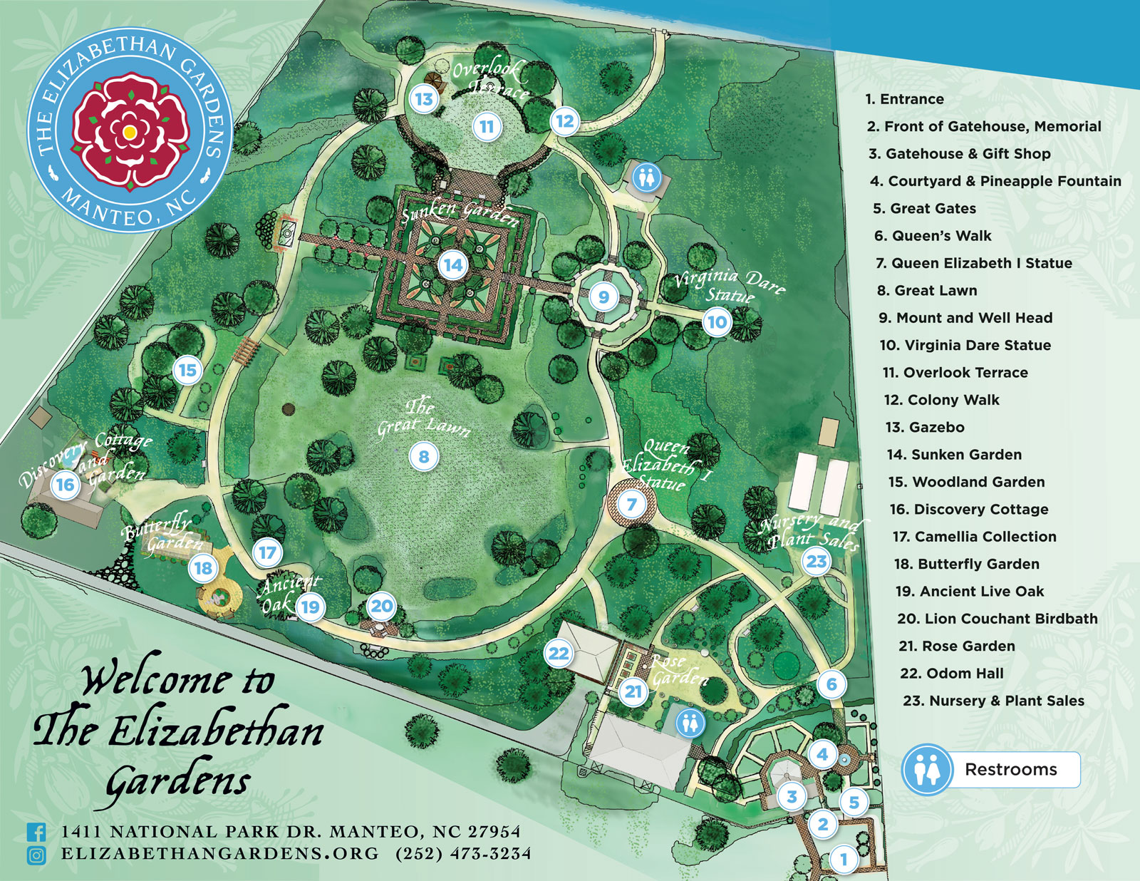 Map of the Elizabethan Gardens